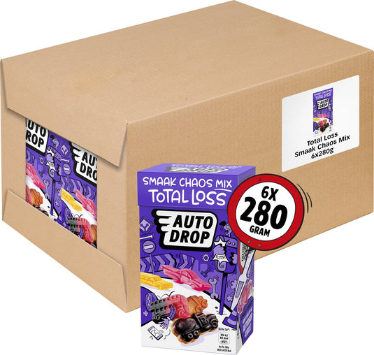 Autodrop - snoep - total loss smaak chaos mix - 6 doosjes - 280 gram