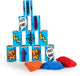 Bs toys blikgooien werpspel - pittenzak gooien - kinderspeelgoed vanaf 3 jaar - buitenspeelgoed - 10 blikken - blauw - spelletjes voor kinderen - buiten speelgoed - buitenspel - buiten spellen - tuin speelgoed - cadeau kind