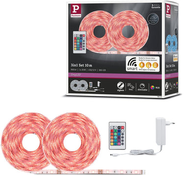 Paulmann simpled led strip 10 meter smart home zigbee 3.0 rgb - plug play set - 26w - 90 lm m - 30 leds m - gecoat - voor binnen