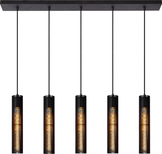 Lucide lionel - hanglamp - 5xe27 - zwart