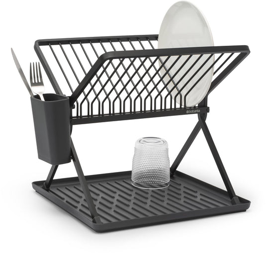 Brabantia sinkside afdruiprek - inklapbaar - met bestekhouder - compact - dark grey