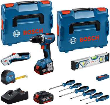Bosch professional - gereedschap combiset gsr 18v-65 accu schroefboormachine + handgereedschapsset 19-delig 18v 5.0ah in l-boxx - 0615a5007k