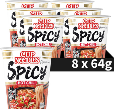 Nissin cup noodles - hot chili spicy noedels - instant noodles - vegan - 8 stuks