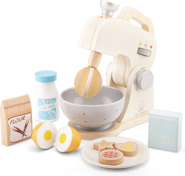 Woet ® houten mixer speelset - inclusief kom, bloem, suiker, melk, eieren en koekjes - speelgoedkeukenmachine voor kinderen - rollenspel keukenspeelgoed - vanaf 3 jaar