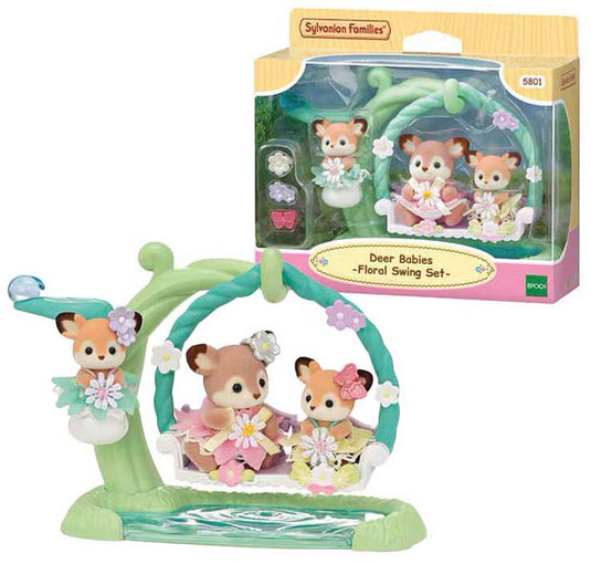Sylvanian families 5801 baby hertjes- bloemen schommel- 3 fluweelzachte speelfiguren