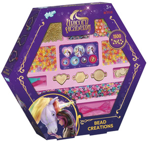 Totum unicorn academy kralen set 1500-delig armbandjes maken - creatief speelgoed vanaf 3 jaar - bedel armbandjes met goudkleurige letter- en speciale kralen