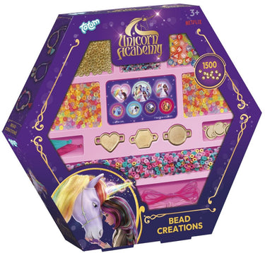 Totum unicorn academy kralen set 1500-delig armbandjes maken - creatief speelgoed vanaf 3 jaar - bedel armbandjes met goudkleurige letter- en speciale kralen