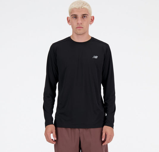New balance sport essential long sleeve heren sporttrui - black