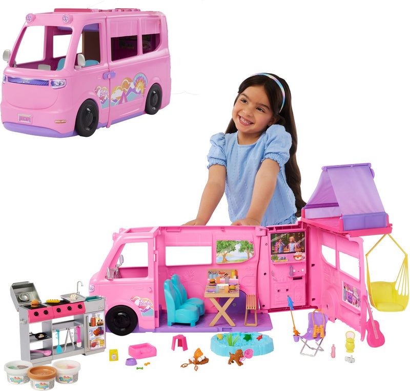 Load image into Gallery viewer, Barbie droomcamper - speelset met daktent, barbecue en meer dan 60 accessoires
