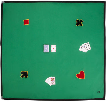 Engelhart kaartkleed – 120 x 120 cm – 100% katoen – met 4 applicaties – wasbaar – speelkleed voor kaartspellen en spelavonden –