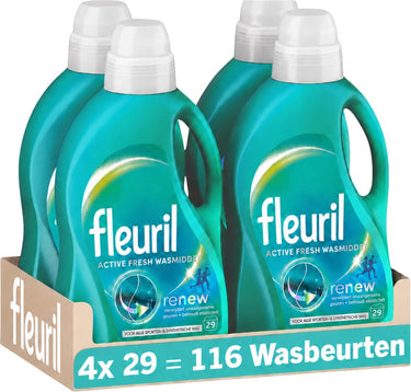Fleuril active fresh - vloeibaar wasmiddel - alle kleuren was - 4x29 wasbeurten - voordeelverpakking