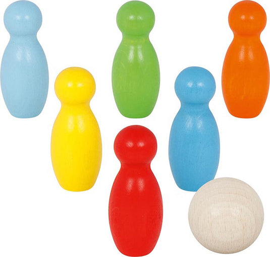 Goki kegelspel, 7-delig, hout, 3+