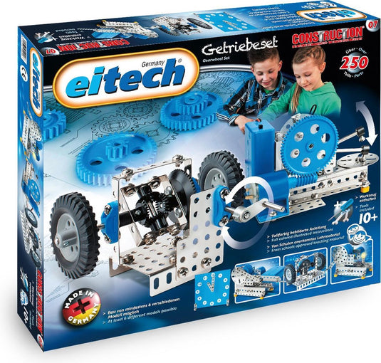 Eitech bouwset tandwiel staal blauw zilver 250-delig