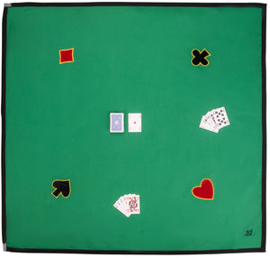 Engelhart kaartkleed – 150 x 150 cm – 100% katoen – met 4 applicaties – wasbaar – extra groot speelkleed voor kaartspellen en spelavonden –