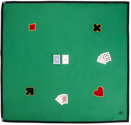 Engelhart kaartkleed – 150 x 150 cm – 100% katoen – met 4 applicaties – wasbaar – extra groot speelkleed voor kaartspellen en spelavonden –