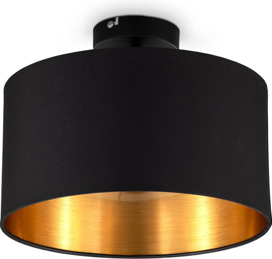 B.k.licht - plafondlamp - zwart-gouden - rond - decoratieve lamp - met e27 fitting - ø30cm