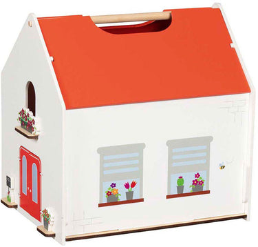 Goki houten draagbaar poppenhuis met accessoires