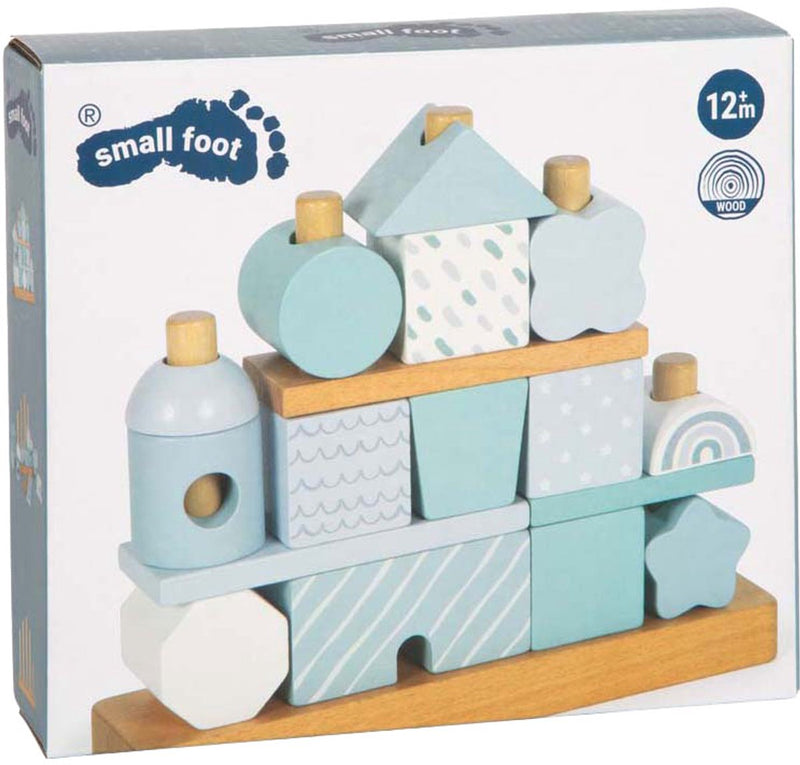 Load image into Gallery viewer, Small foot - houten stapelhuis blauw - 18dlg.
