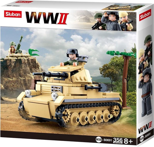 Sluban army wwii mini tank bouwspeelgoed – constructiespeelgoed modelbouw – bouwdoos met 356 bouwstenen – m38-b0691 vanaf 8 jaar