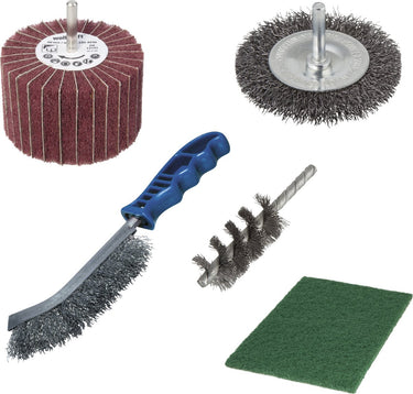 Wolfcraft - metaalbewerking set 5 delig - roestverwijderaar - gereedschap voor roest verwijderen - 5641000
