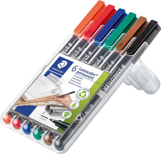 Staedtler lumocolor f permanent pen - box 6 kleuren