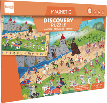 Scratch 2 in 1 magnetische puzzel - discovery game - ridders - 52,3x30,5cm - 48 stukjes - 3 jaar
