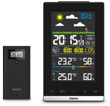 Hama wetterstation jamaika, mit außensensor, funk, wecker, raumklima, schwarz 00222239 draadloos weerstation aantal s