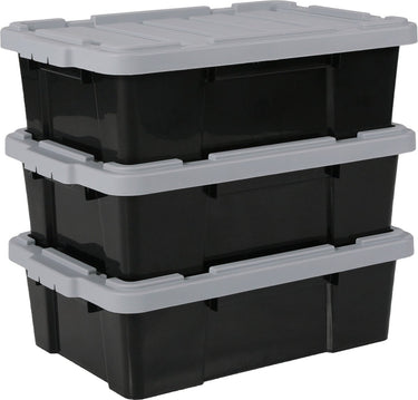 Iris powerbox opbergbox - 25l - kunststof - zwart grijs - set van 3
