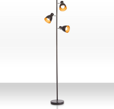 B.k.licht - industriële vloerlamp - zwart gouden staande lamp - draaibar - met e27 fitting - h.: 166cm