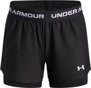 Under armour ua tech play up 2n1 short unisex sportbroek - zwart - wit