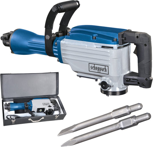 Scheppach sloophamer ab1600 - 1600w | 50j slagkracht - 2000 slagen per minuut - breekhamer incl. puntbeitel, platte beitel koffer