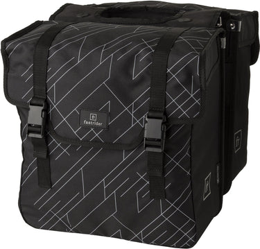 Fastrider dex dubbele fietstas - 36 liter - zwart grijs - gerecyceld en waterafstotend polyester