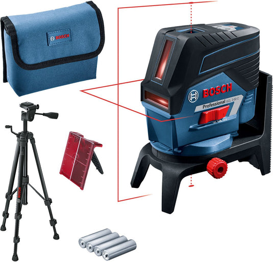 Bosch lijnlaser gcl 2-50 c (rm2 + etui + 4 aa batterijen + richtplaat + bt 150)