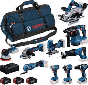 Bosch professional 18v - gereedschap combiset - 10-delige accu gereedschapsset – complete powertool kit voor elke klus