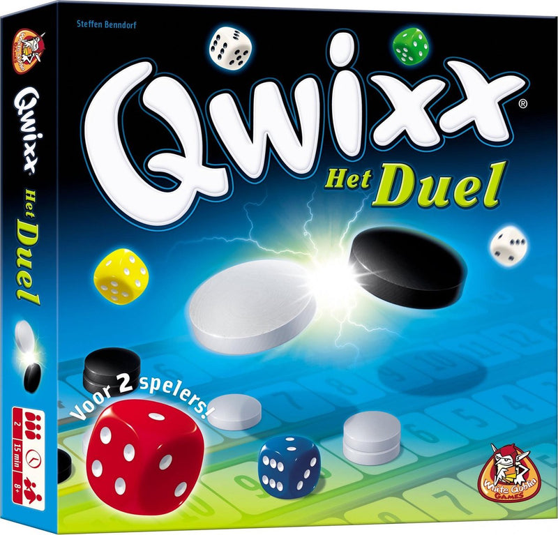 Load image into Gallery viewer, White goblin games - qwixx - het duel - dobbelspel - 2 spelers - variant op qwixx voor 2 spelers - verdedig en val aan - spannend tot aan het eind
