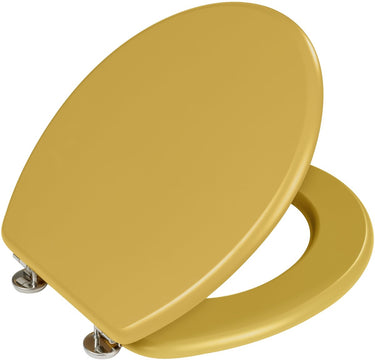 Wenko wc bril prima - mat mosterdgeel mdf - fsc hout - rvs scharnieren - toiletbril - toiletzitting - geel