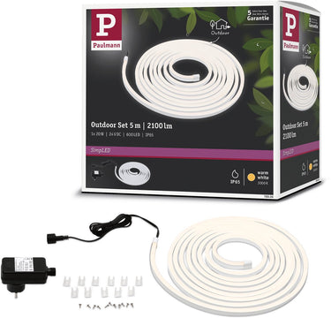 Paulmann simpled outdoor led strip 5 meter warmwit - plug play set - 20w - 24v - wit - kunststof