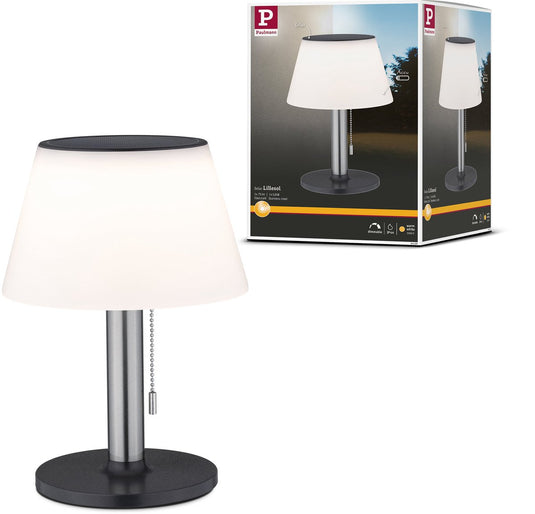 Paulmann solar led-tafellamp 3-step-dim lillesol ip44 3000k 45lm edelstaal
