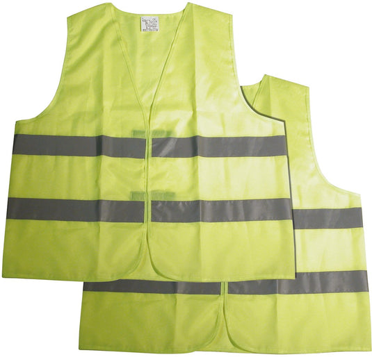 Carpoint veiligheidsvest senior geel - 2 stuks - in veel europese landen verplicht - in geval van nood te gebruiken - goed zichtbaar - ook voor wandelen, joggen of fietsen - voor personen van 172 tot 184cm