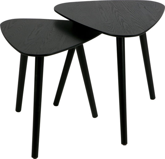 Woood nila bijzettafels - hout - zwart - set van 2