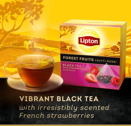 Lipton forest fruit tea - 80 theezakjes piramid - zwarte thee bosvruchten - 4 x 20 zakjes - voordeelverpakking