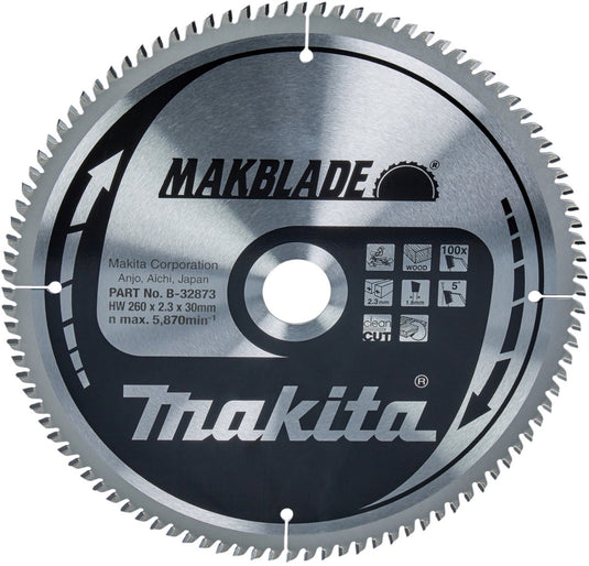 Makita afkortzaagblad voor hout | makblade | ø 260mm asgat 30mm 100t - b-32873