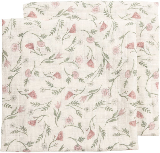 Meyco baby flower pre-washed hydrofiele doeken - 2-pack - pre-washed hydrofiel - multicolour - 70x70cm