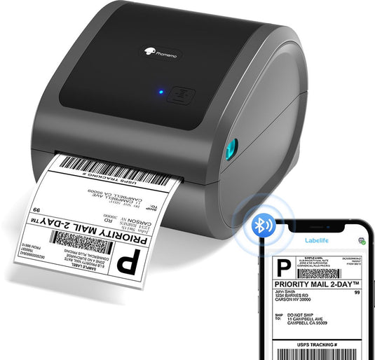 Phomemo d520bt - draadloze labelprinter - bluetooth usb - thermisch printen - voor mobiel pc - inclusief labels - grijs