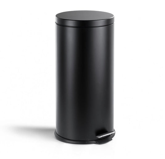 Hush. living hush living - prullenbak 30l metaal- met soft close deksel - pedaalemmer - uitneembare binnenemmer - grote capaciteit - keuken kantoor - zwart