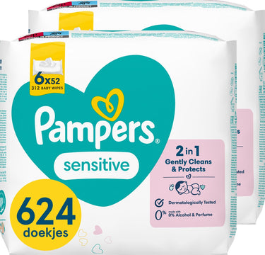 Pampers sensitive babydoekjes - parfumvrij - 12 x 52 babydoekjes