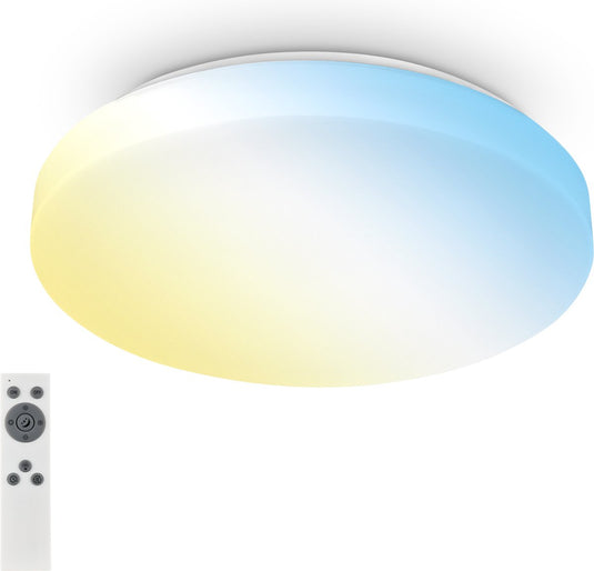 Briloner rowny - led badkamerverlichting - dimbaar - met afstandsbediening - plafonniére met cct nachtlichtfunctie - ø39cm - wit