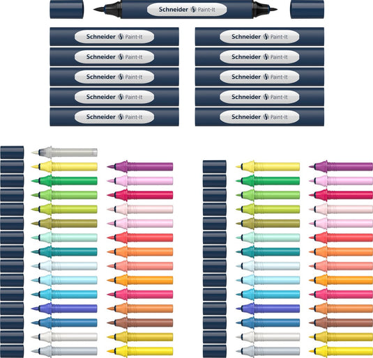 Schneider schrijfwaren schneider stift - twinmarker set - paint-it 040 - 30 kleuren + 11 houders + blender - s-ml04010901