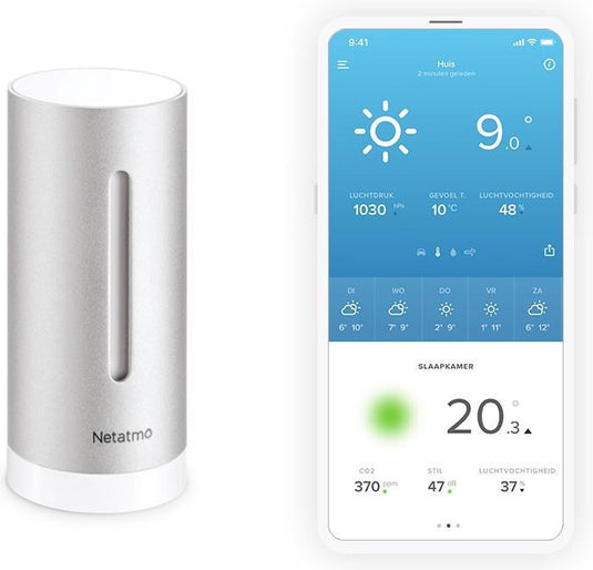 Netatmo additionele slimme binnenmodule weerstation - co2 meter - hygrometer - werkt met google home, alexa apple homekit