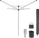 Brabantia lift-o-matic droogmolen - 40 m - met metalen grondanker - beschermhoes - wasknijpertasje en wasknijpers - metallic grey